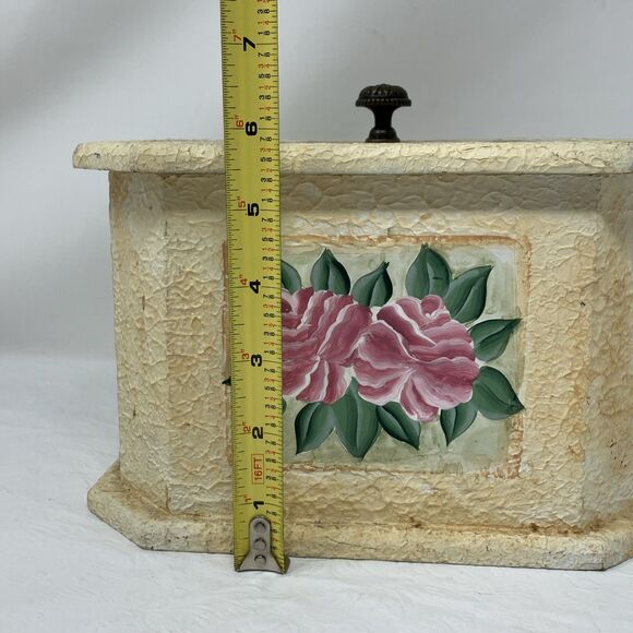 VTG Victorian Style Rose Shabby Chic Wooden Trinket Box Chest Cottagecore Granny - Picture 2 of 12